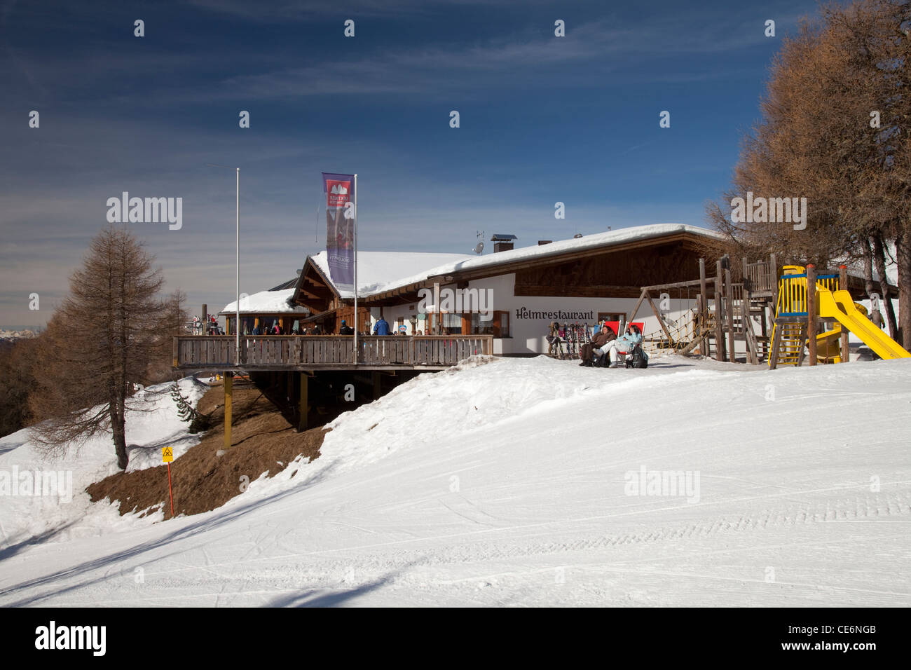 Restaurant Helm, 2060m, Vierschach, Sextental, Sexten valley, Dolomites, South Tyrol, Italy, Europe Stock Photo