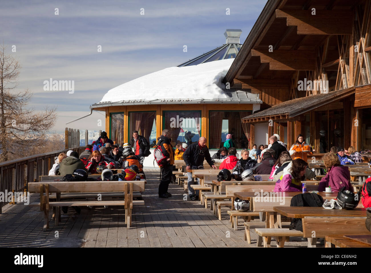 Restaurant Helm, 2060m, Vierschach, Sextental, Sexten valley, Dolomites, South Tyrol, Italy, Europe Stock Photo