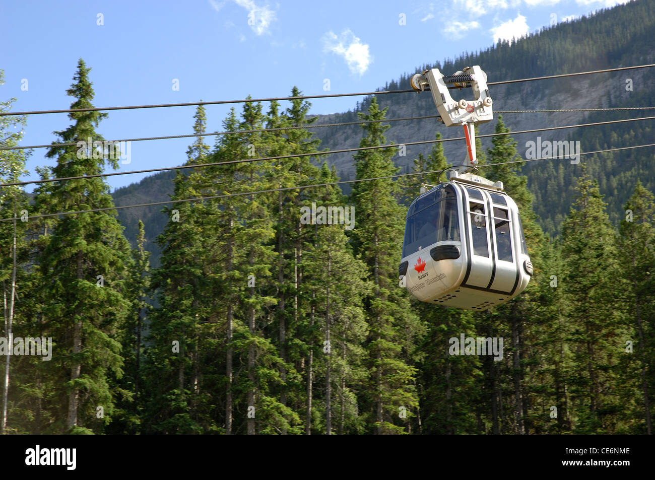 A Grouse Mountain gondola car, located in Banff National Park, Alberta, Canada. Stock Photo