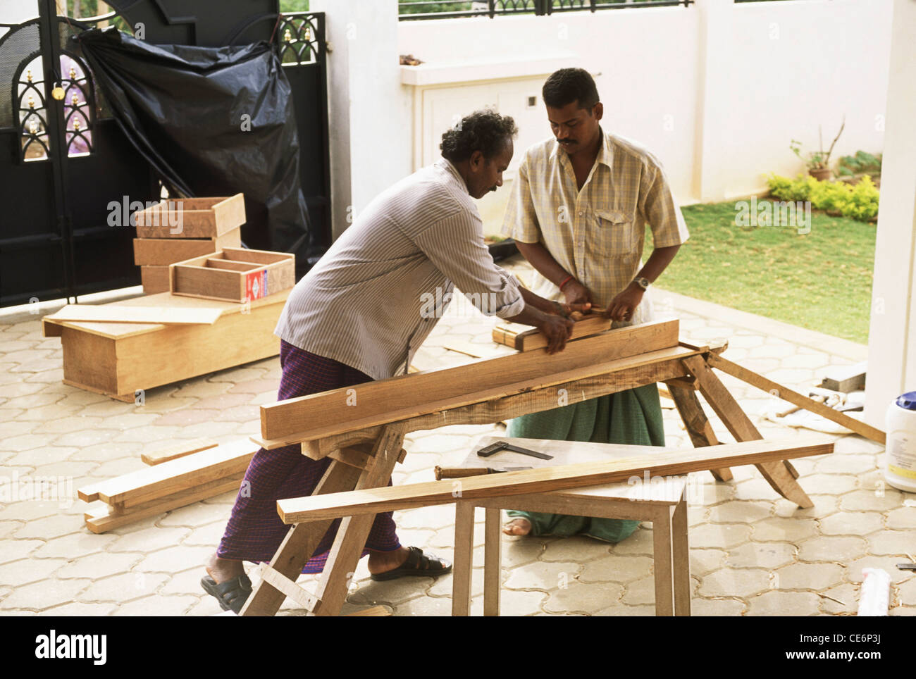 Indian Carpenter Working Tamil Nadu India Asia Stock Photo Alamy