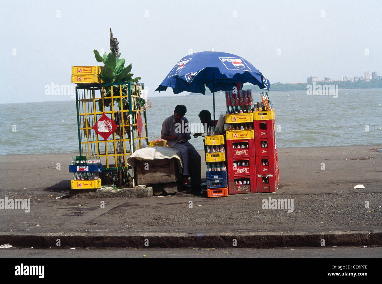 Cold drink vendor hawker ; Nariman Point ; Bombay Mumbai ; Maharashtra ; India Stock Photo Alamy