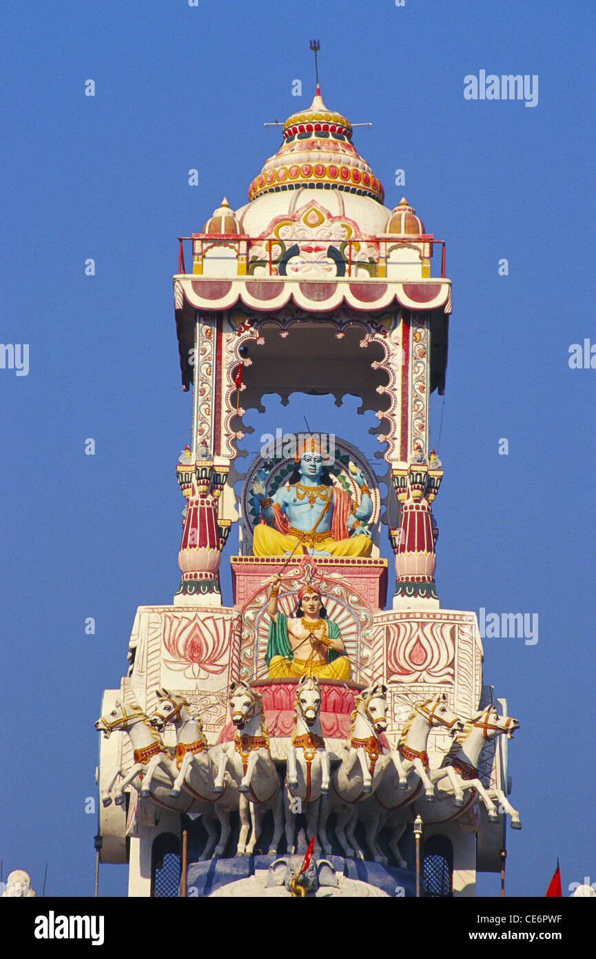 Krishna and Arjuna riding the chariot ; Haridwar ; uttaranchal ; Uttarakhand ; india ; asia Stock Photo