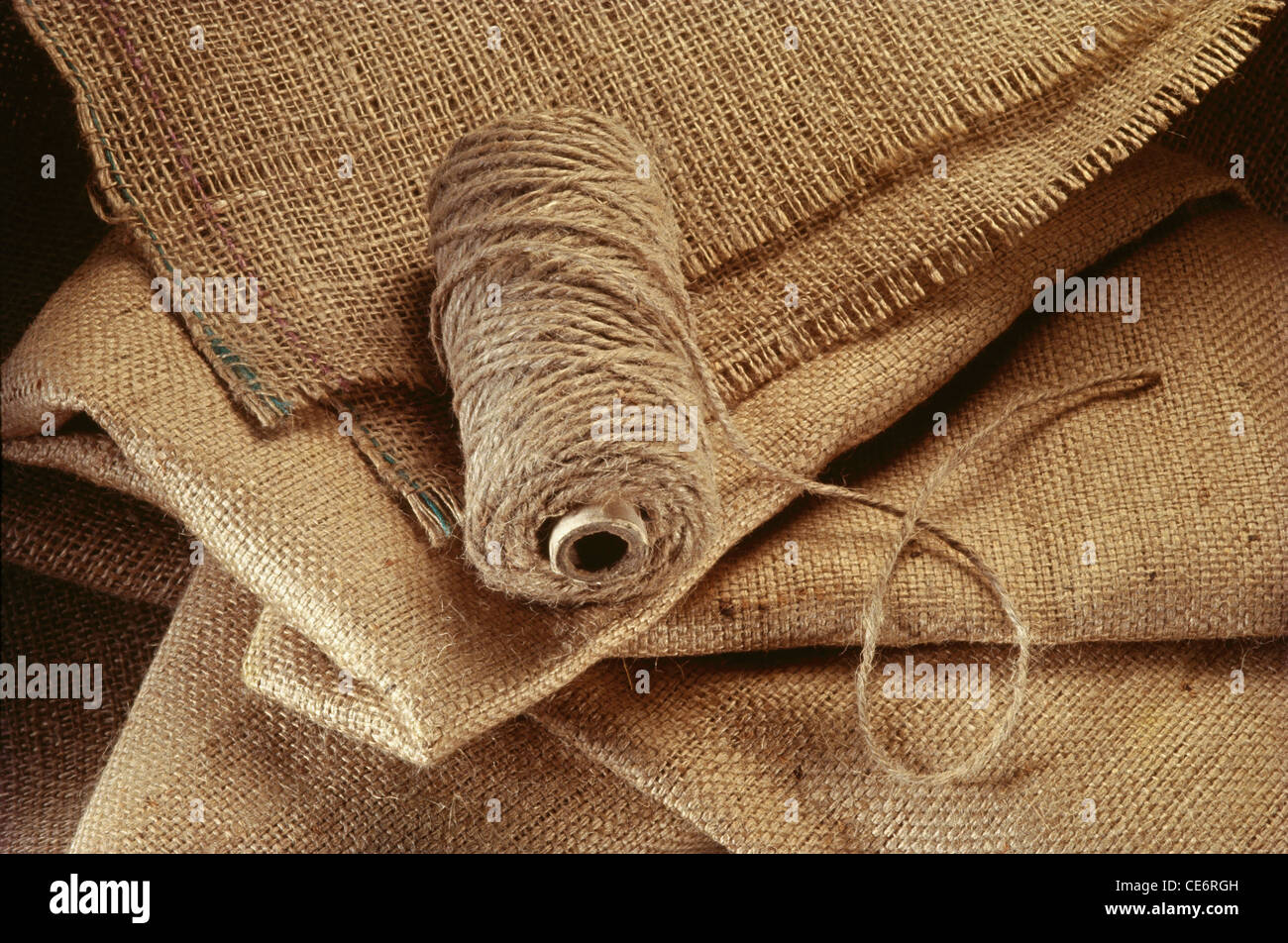 RJP 85779 : jute fabrics textiles cloth thread yarn products india Stock Photo