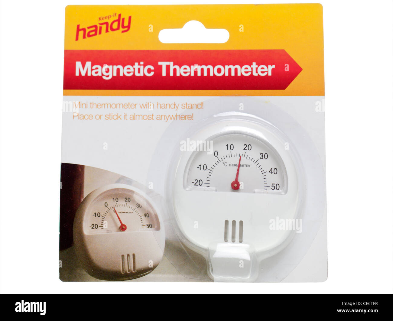 Handy magnetic thermometer Stock Photo