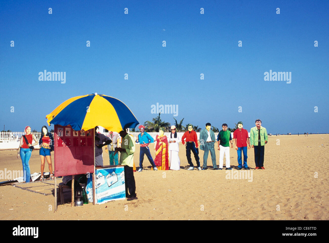NMK 86000 : open photo studio with celebrity cut outs on marina beach  madras chennai tamil nadu india Stock Photo - Alamy