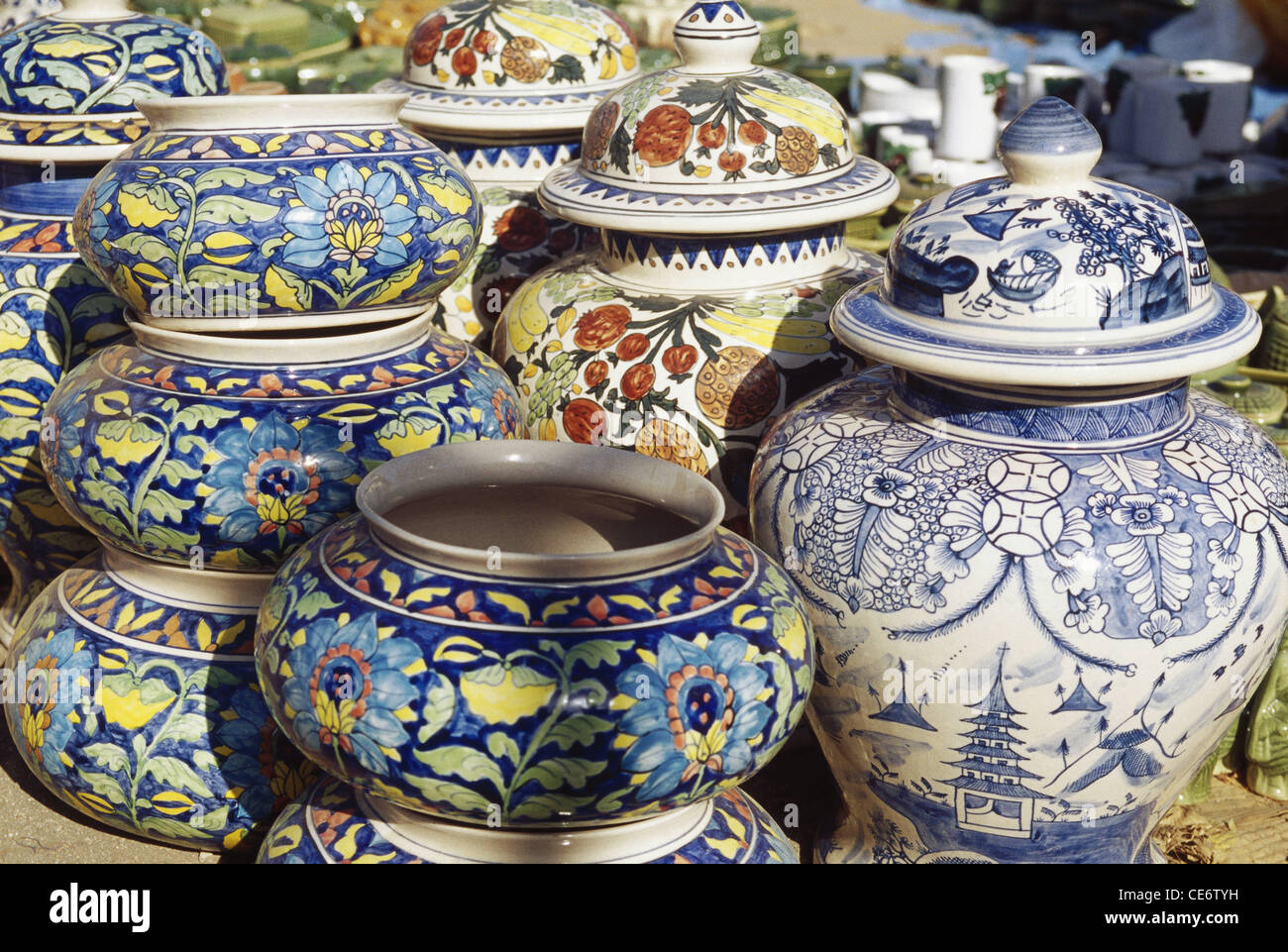 HMA 83287 painted hand made ceramic earthen pots india Stock Photo Alamy
