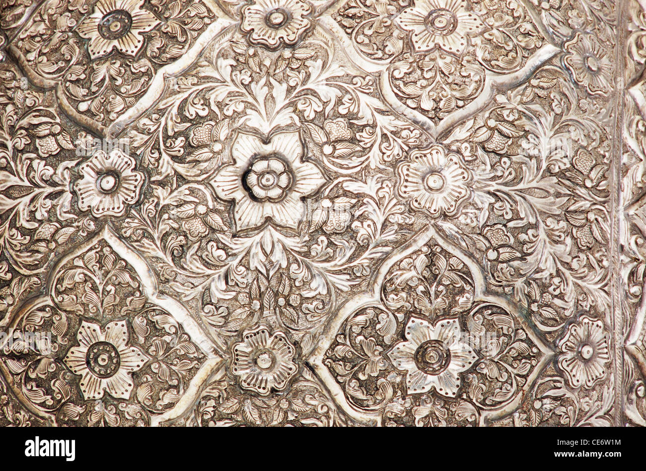 HMA 85202 : floral design carved on silver india Stock Photo