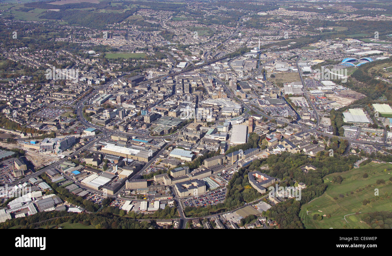 Aerial view of Huddersfield Stock Photo Alamy