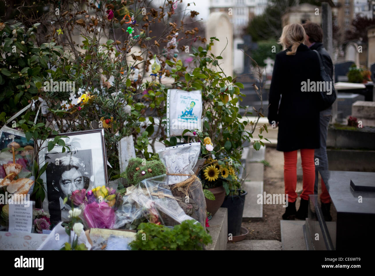 Legendary French singer Serge Gainsbourg's grave in Montparnasse Cemetery, Paris. Stock Photo