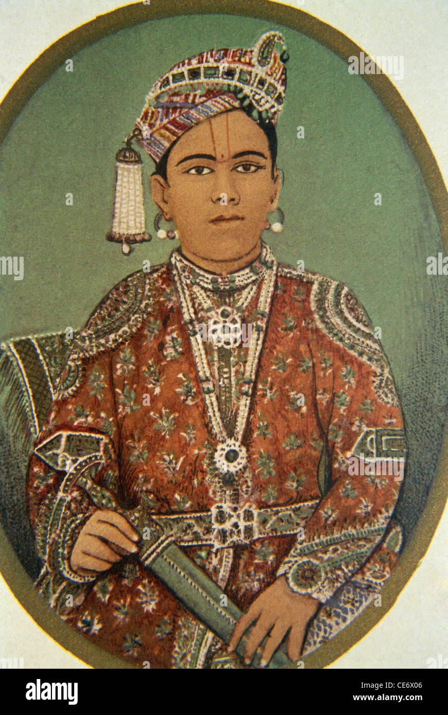 BDR 83478 : miniature painting portrait of maharaja ganga singh bikaner rajasthan india Stock Photo