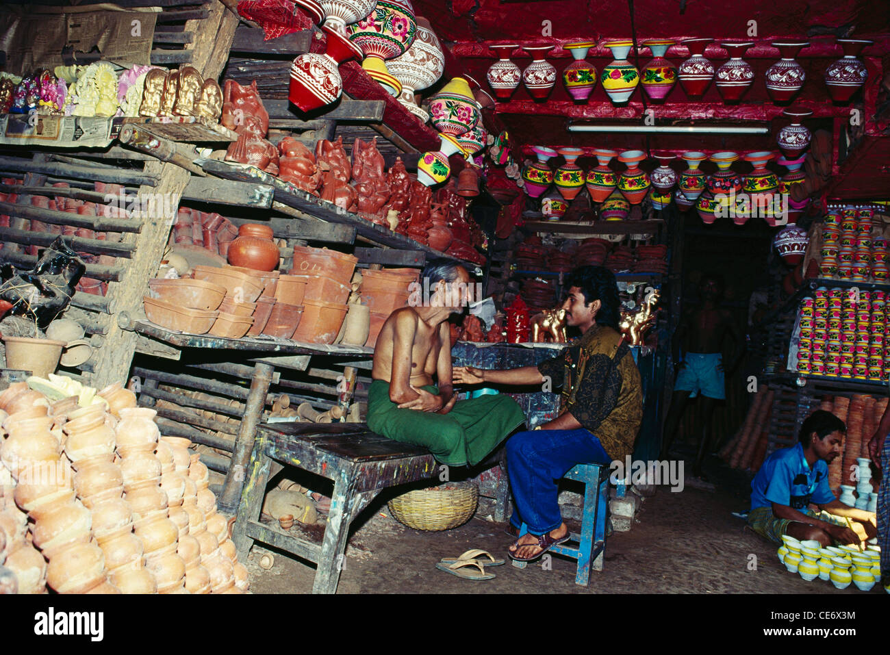 Earthen pots shop ; west bengal ; india ; asia Stock Photo
