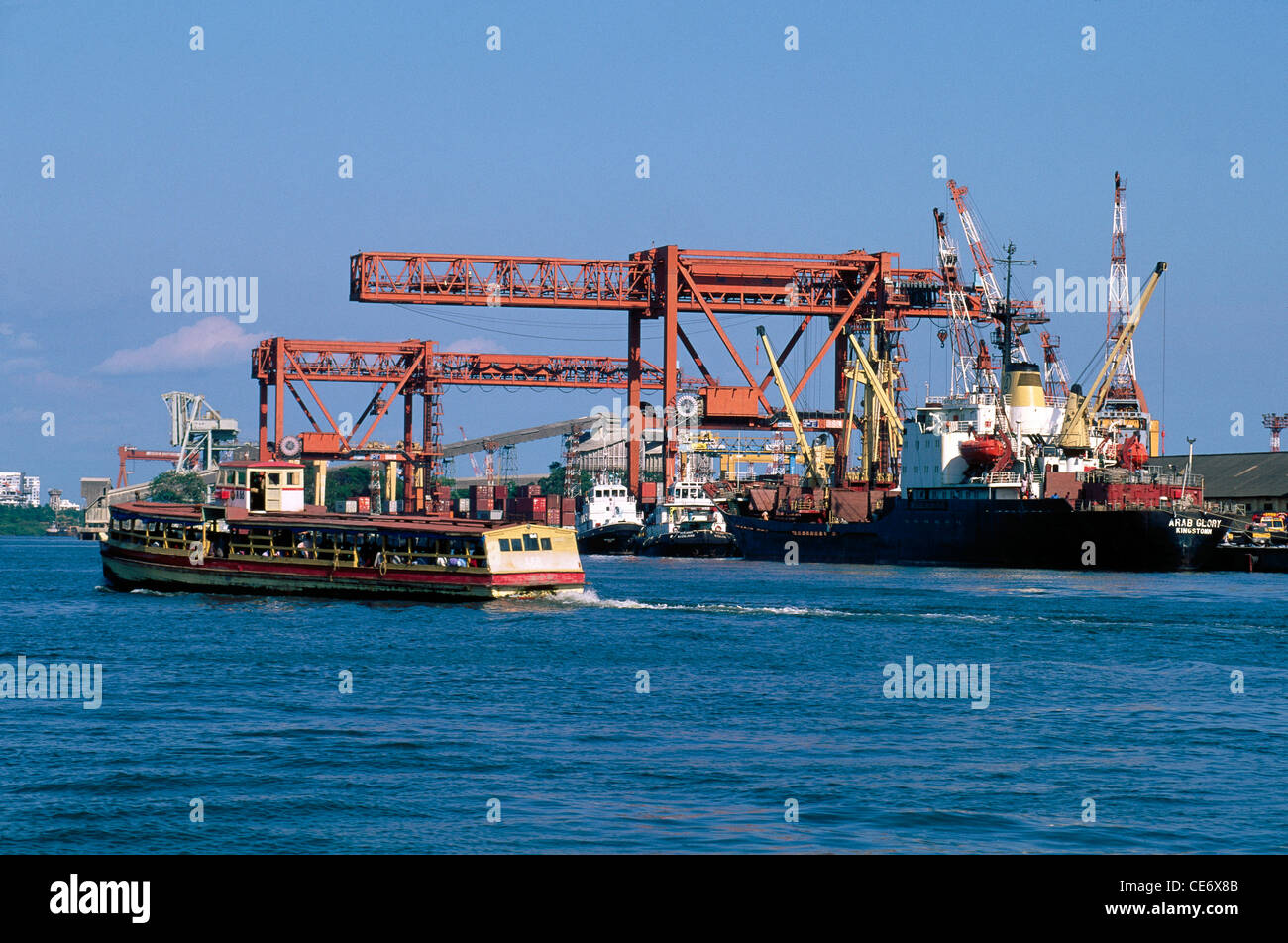 HMA 85481 : cranes loading cargo on to ship at cochin port kerala india  Stock Photo - Alamy