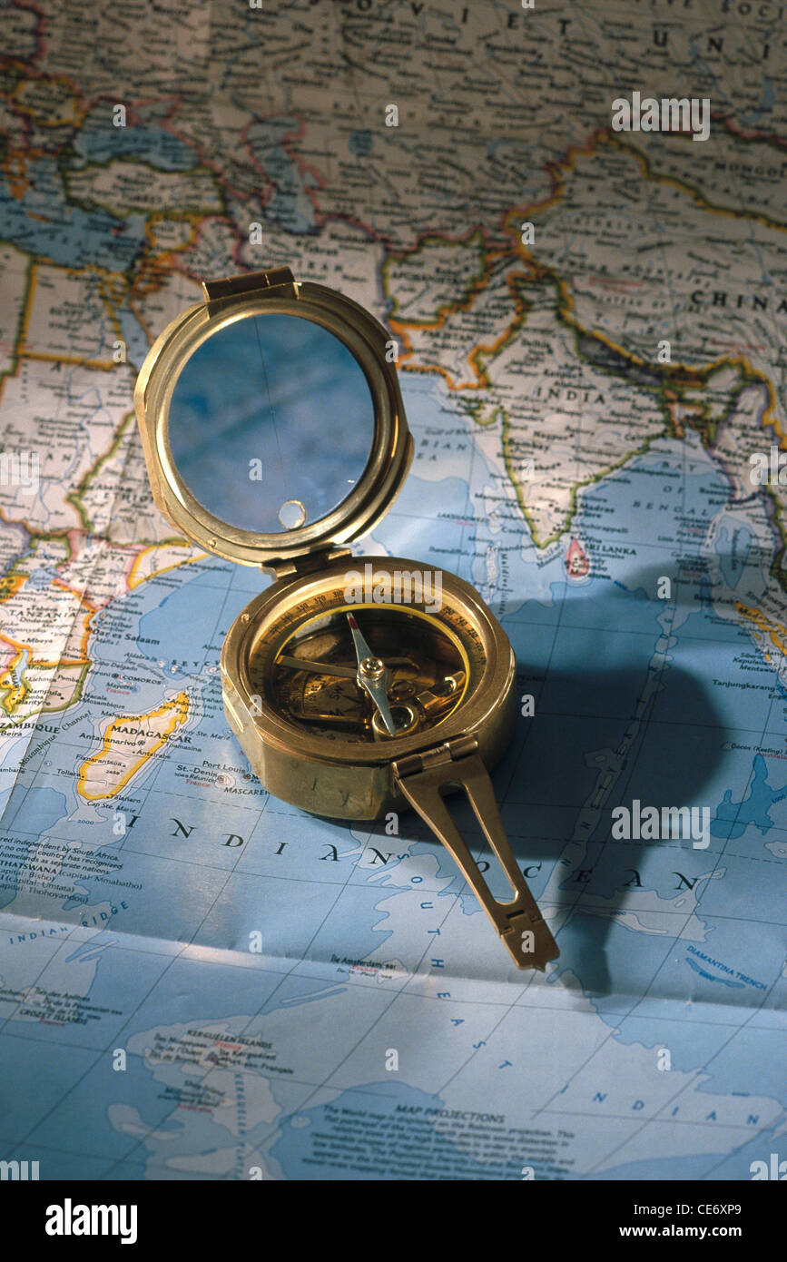 AAD 85517 : shipping compass on map of indian ocean Stock Photo