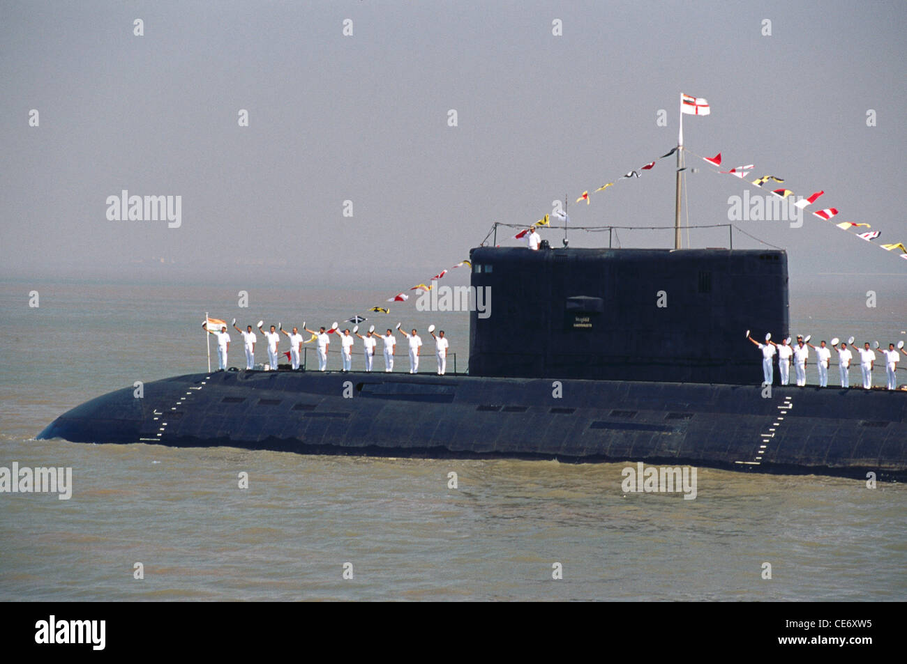 Indian navy submarine in navy review ; bombay ; mumbai ; maharashtra ; india ; asia Stock Photo