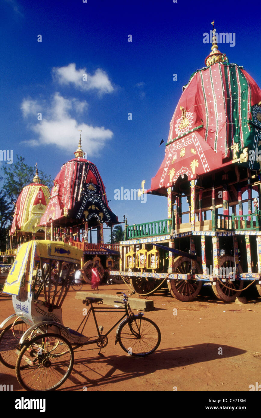 Indian chariot and rickshaw Rath yatra Rathyatra festival puri orissa ...