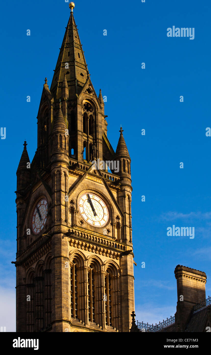 England, Greater Manchester, Manchester. The grand clock tower of the