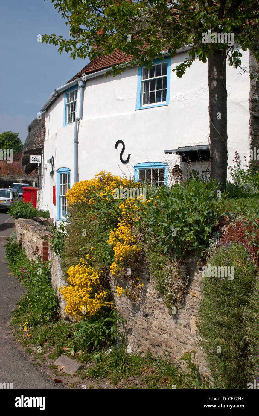 Little Milton village post office and pillar box, Oxfordshire, England