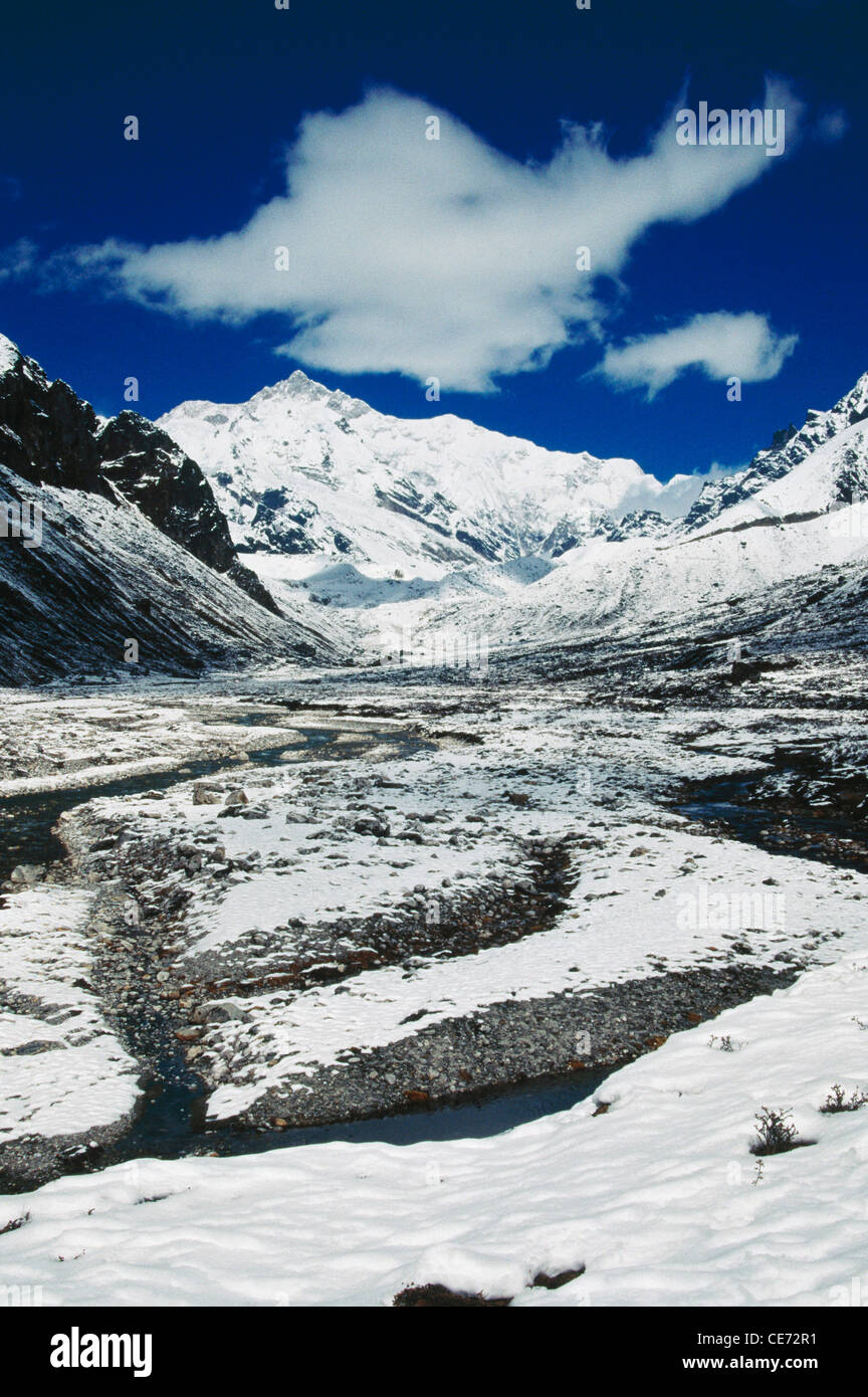 prek chu river near goechala 5456 meter mount Kanchanjunga 8600 meter ; Sikkim ; india Stock Photo