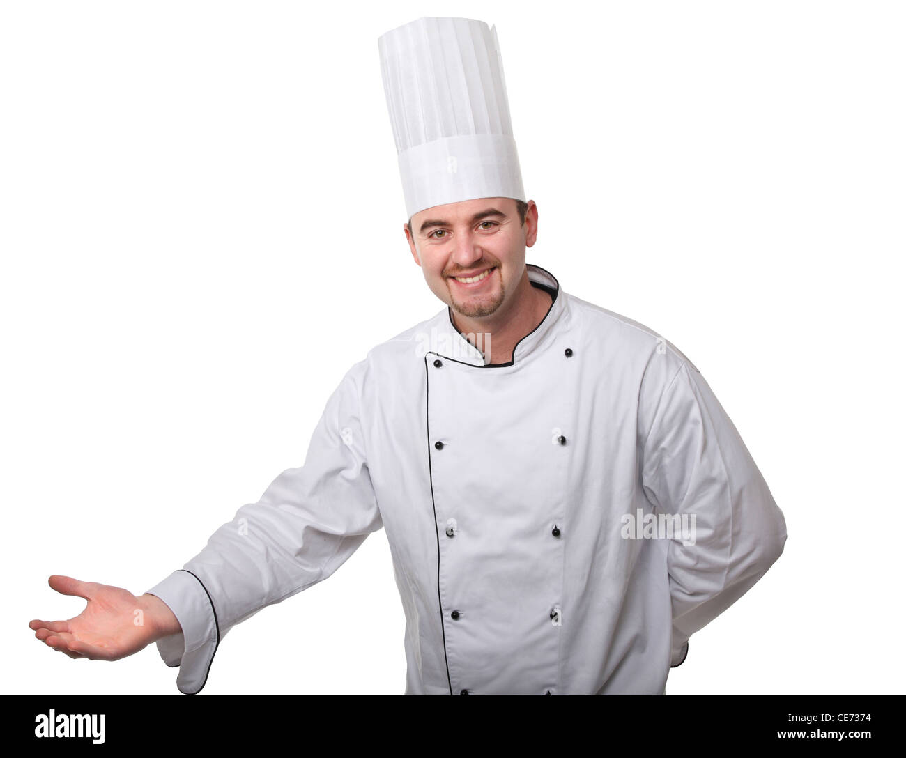 caucasian young chef on white background Stock Photo - Alamy