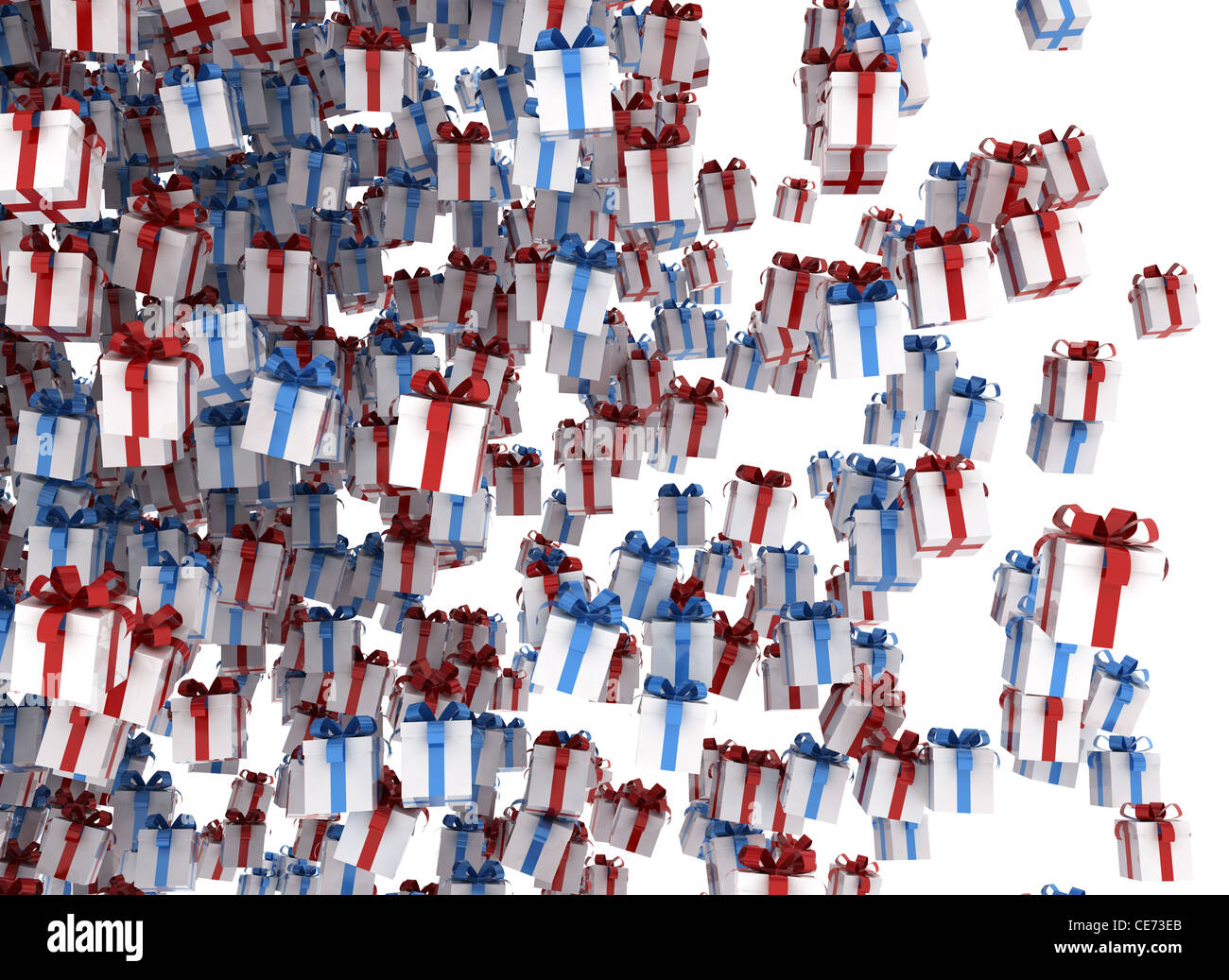 A burst of gift boxes isolated on white Stock Photo - Alamy