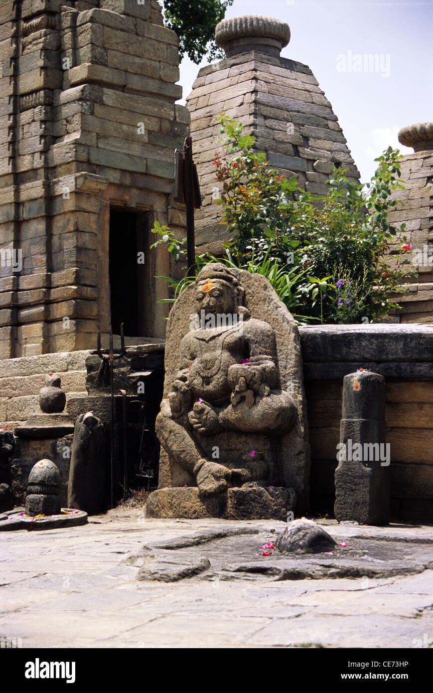 SOM 84326 : Statue of God in Bageshwar temple ; Kumaon ; uttaranchal ; India Stock Photo