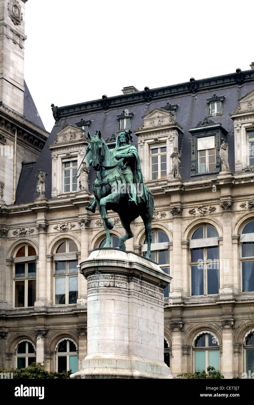 The bronze statue of Etienne Marcel, outside the Hotel de Ville, Paris, France Stock Photo