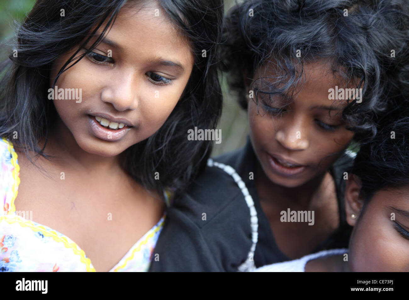 Lifestyle photo of beautiful young girls taken in Sri Lanka. Stock Photo