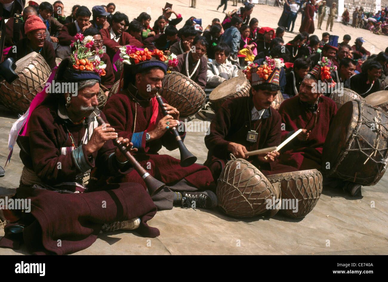 SSK 82772 ladhaki men playing musical instruments ladakh festival leh