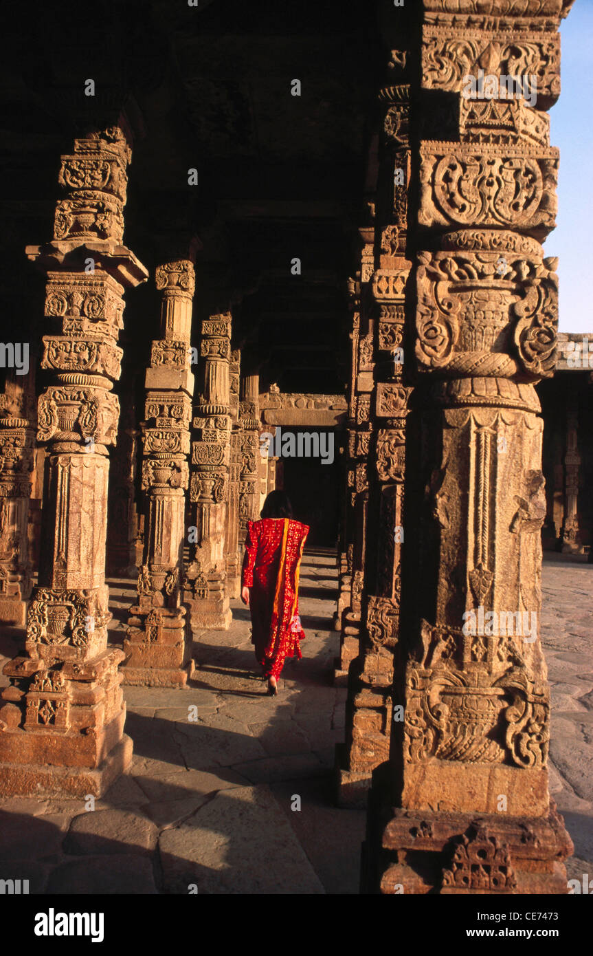 pillars in Qutb Kutub Qutab Qtab Minar complex delhi india Stock Photo