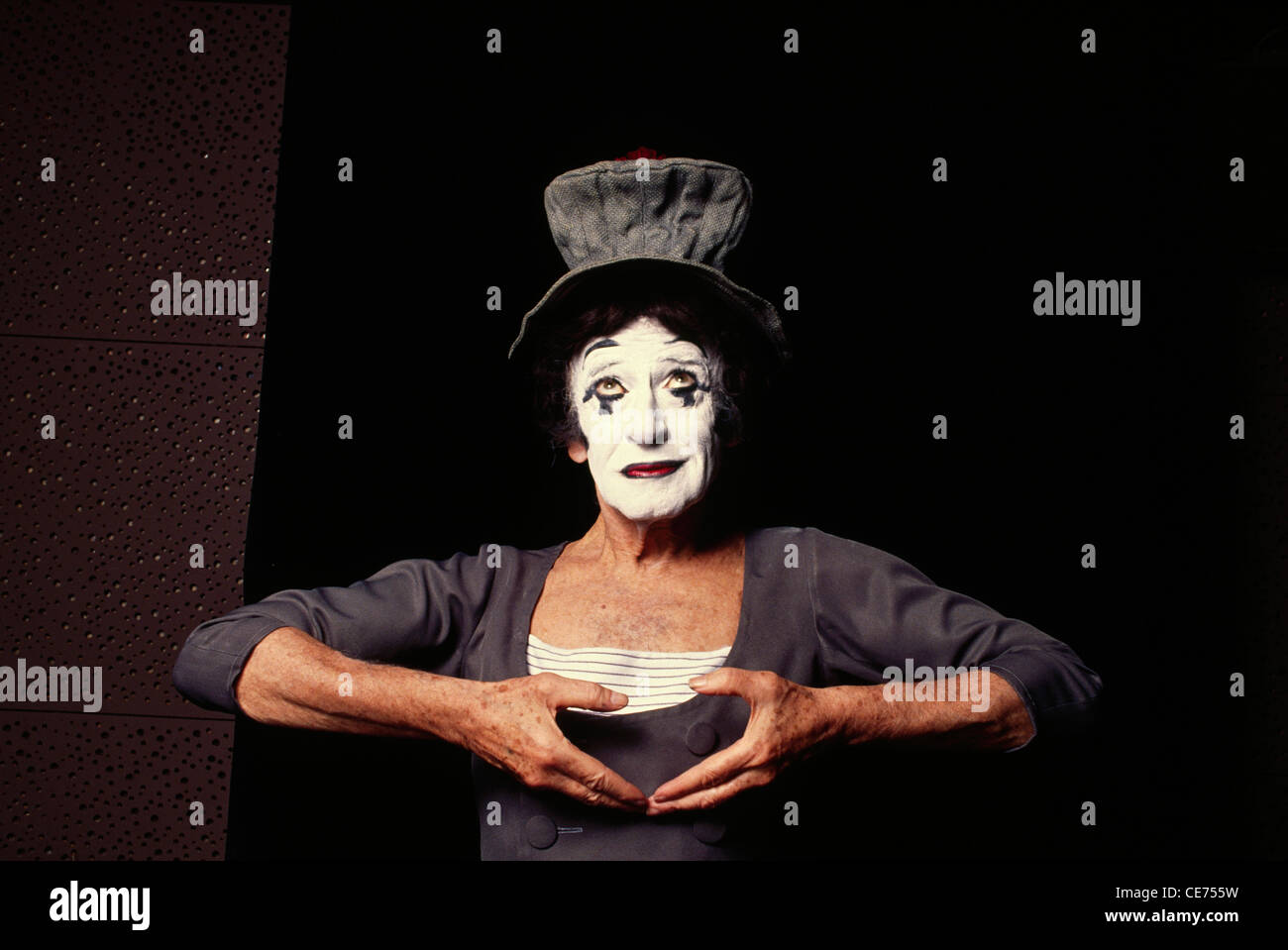 Marcel Marceau, French actor, mime artist, famous for stage persona 'Bip the Clown', mime as the art of silence, No model release, editorial use only Stock Photo