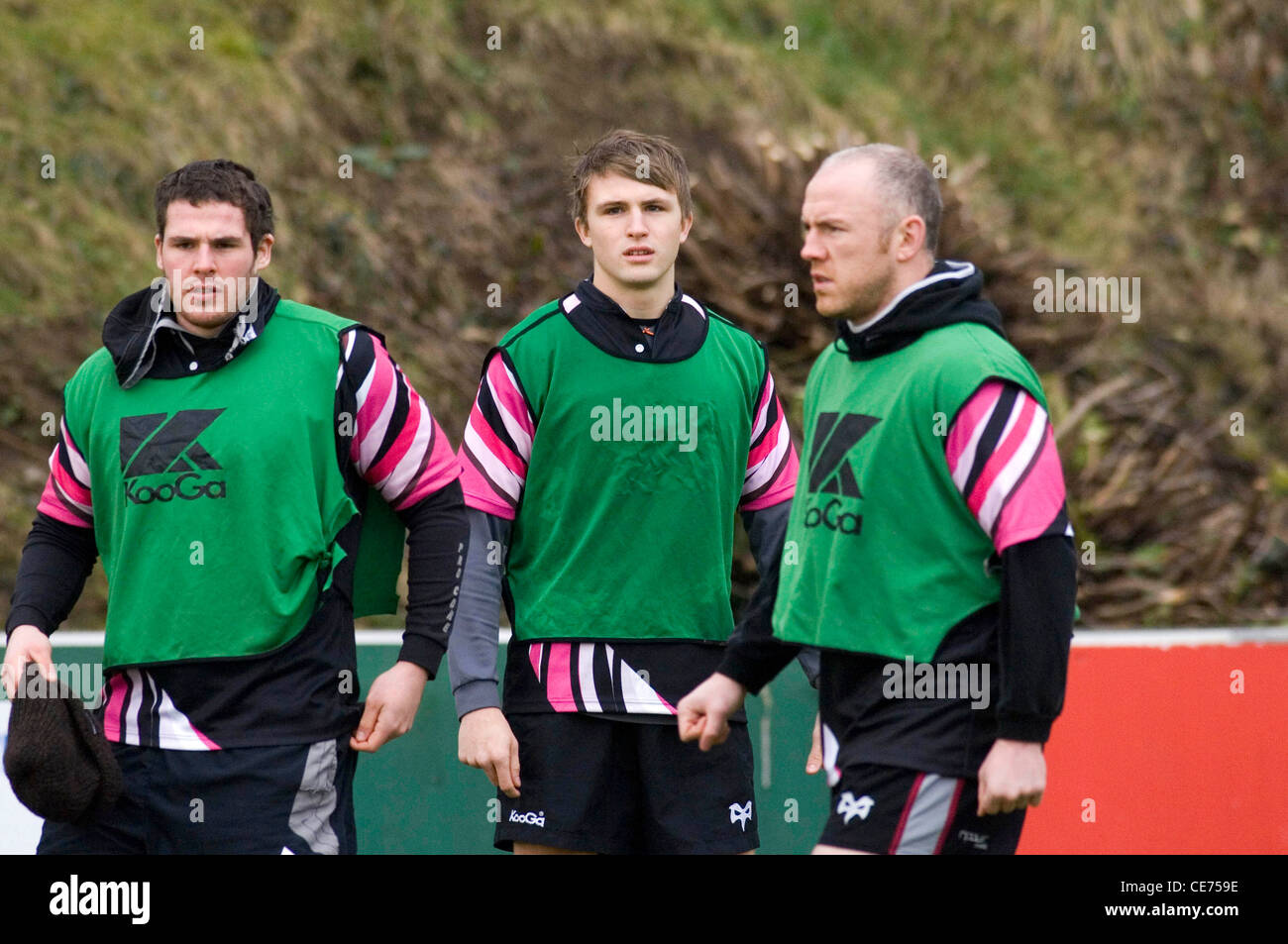 Ospreys 17-year-old rugby player Tom Prydie (middle). Stock Photo