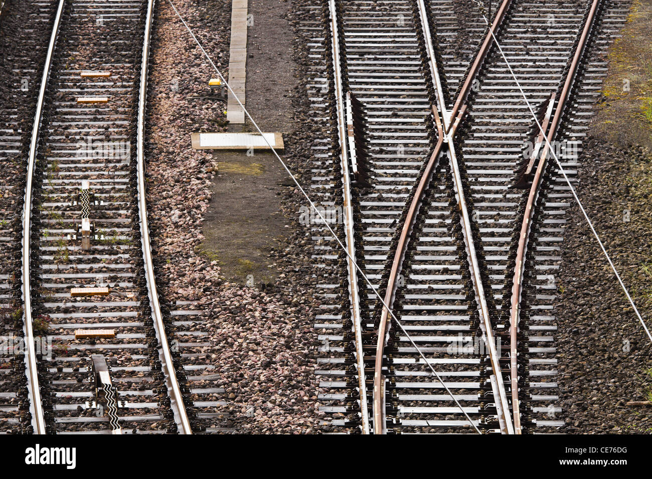Railway line with switch - conceptual for making choices - horizontal image Stock Photo