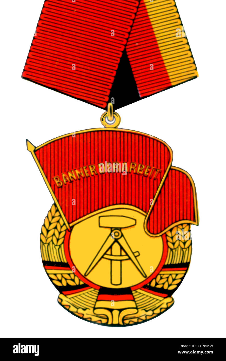 Medal of the GDR: Banner der Arbeit. Stock Photo