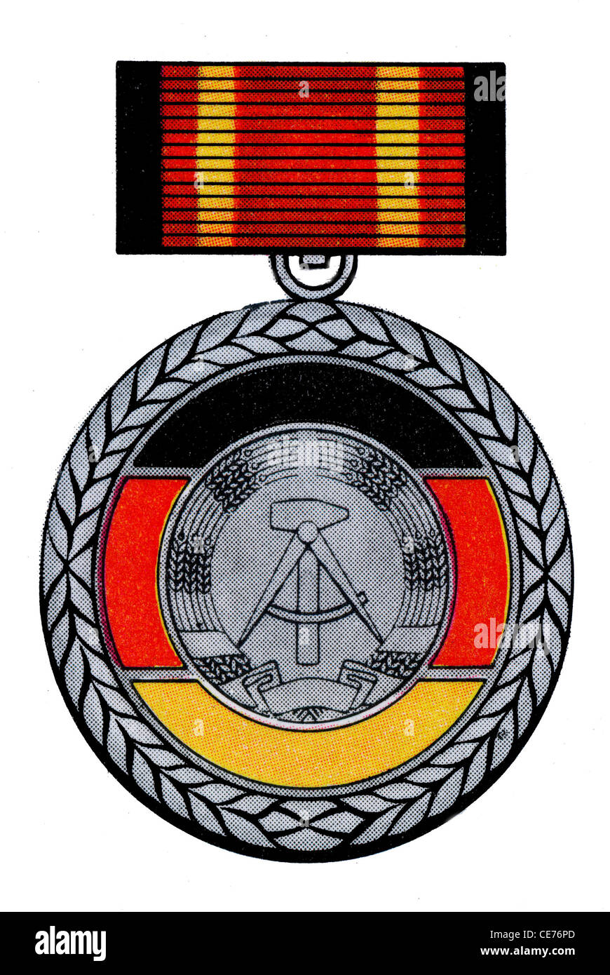 Medal of the GDR: Verdienstmedaille der Deutschen Demokratischen Republik. Stock Photo