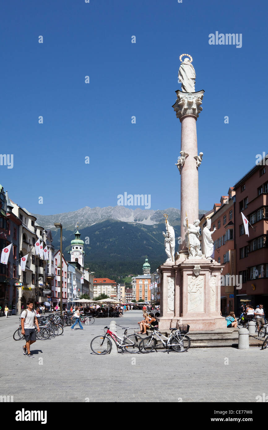 St. Anna's Column (Annasaule), Mana-Theresien Str, Innsbruck, Austria Stock Photo