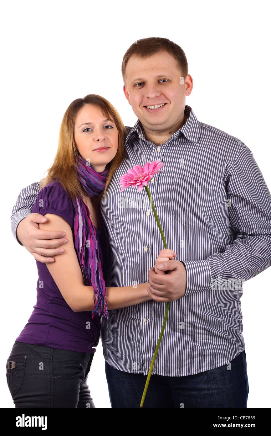 Young Lovely couple isolated on the white background Stock Photo - Alamy