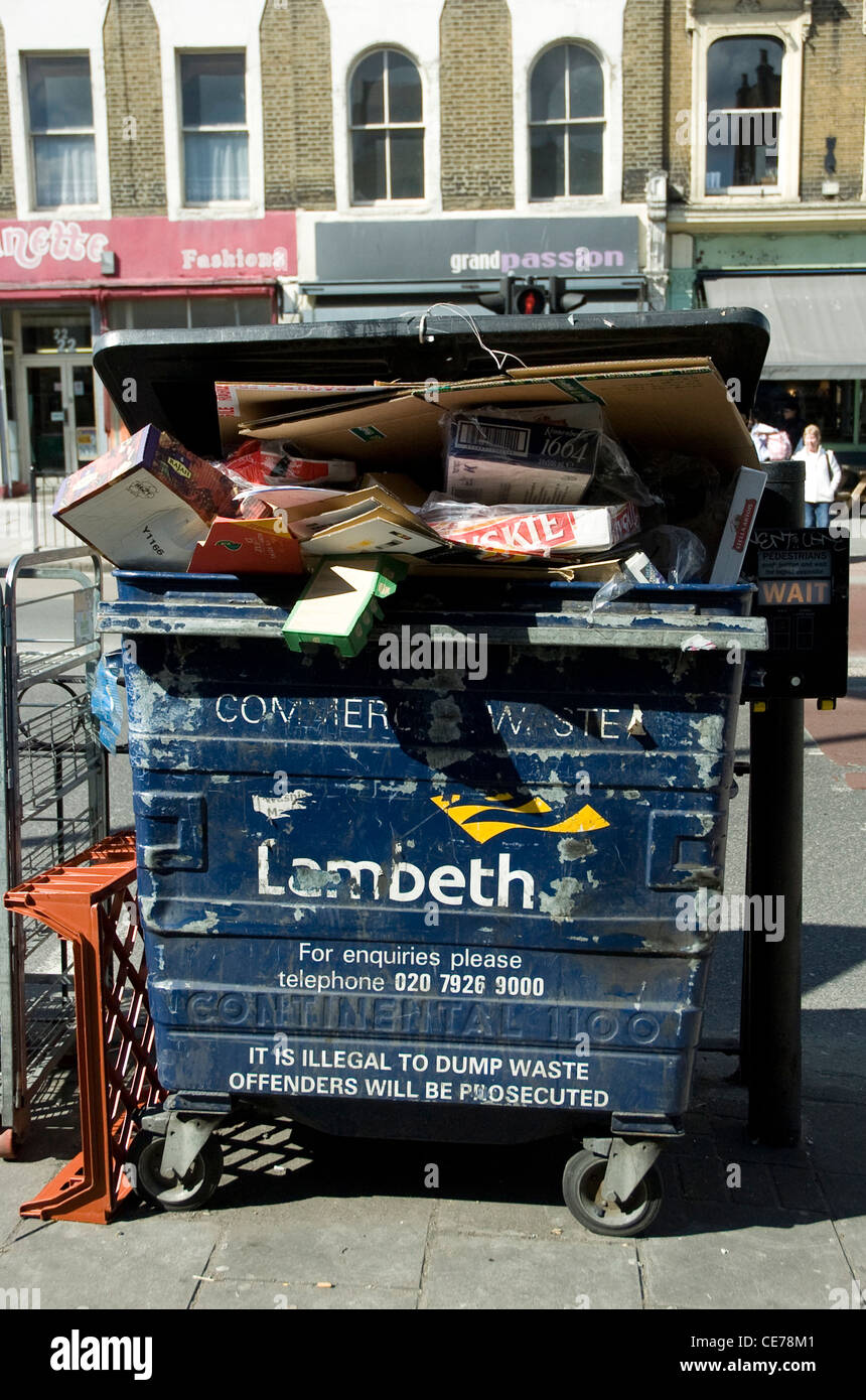 Rubbish cardboard in wheelie bin for businesses Stock Photo Alamy
