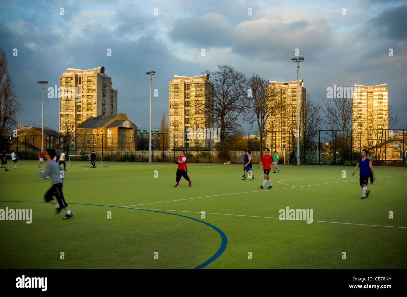 Sport in an urban setting with heavy clouds Stock Photo