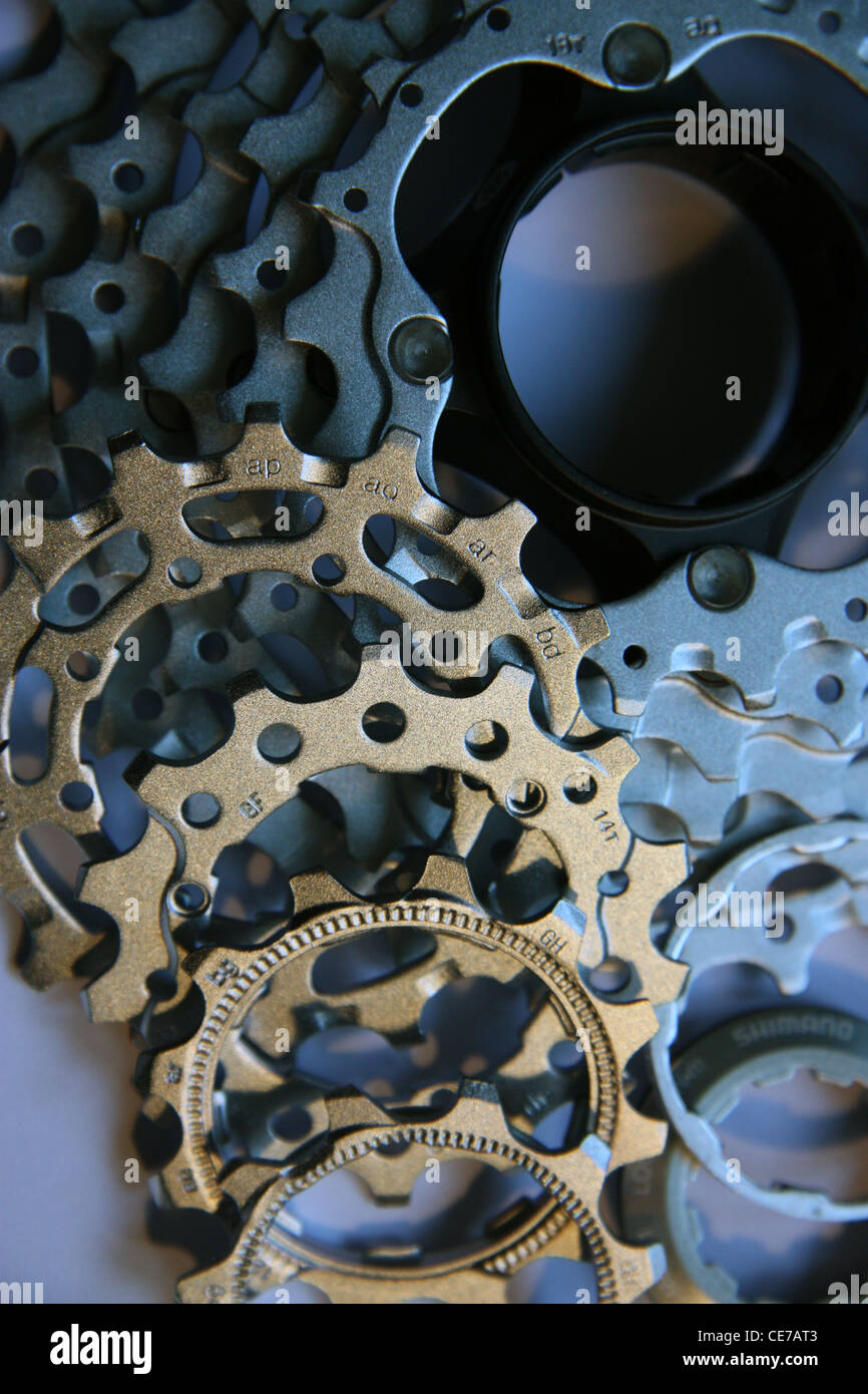 bicycle cogs cassette in close up Stock Photo Alamy