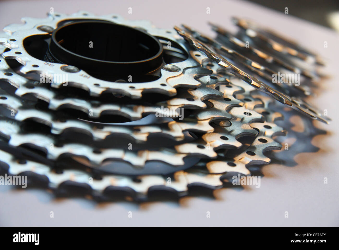 bicycle cogs cassette in close up Stock Photo Alamy