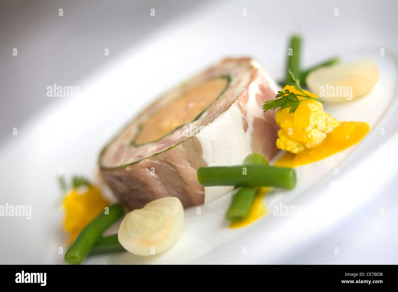 Rolled Terrine of Free Range Chicken and Ham Hock Stock Photo Alamy