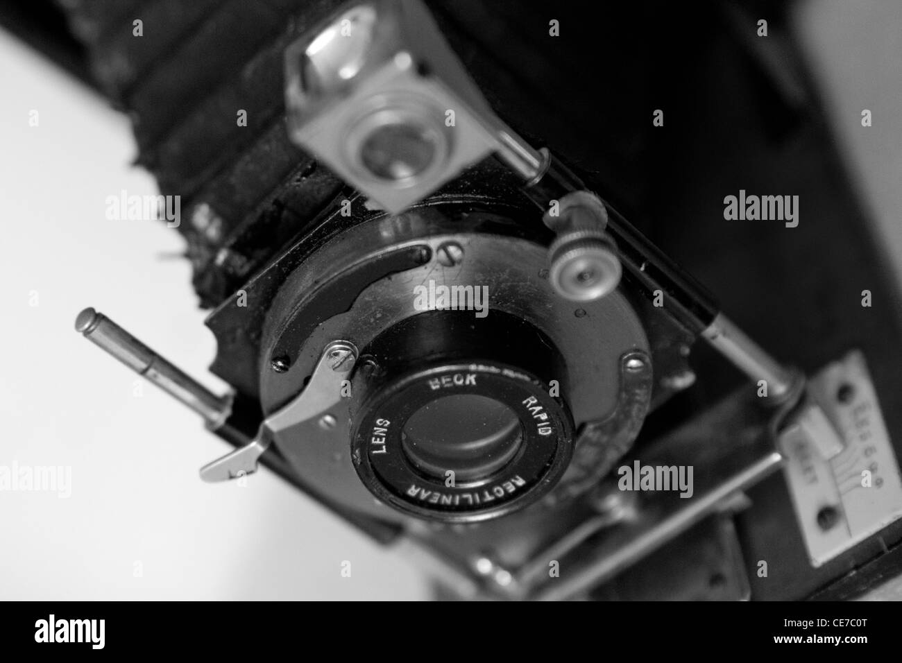 Old fashioned camera in black and white Stock Photo