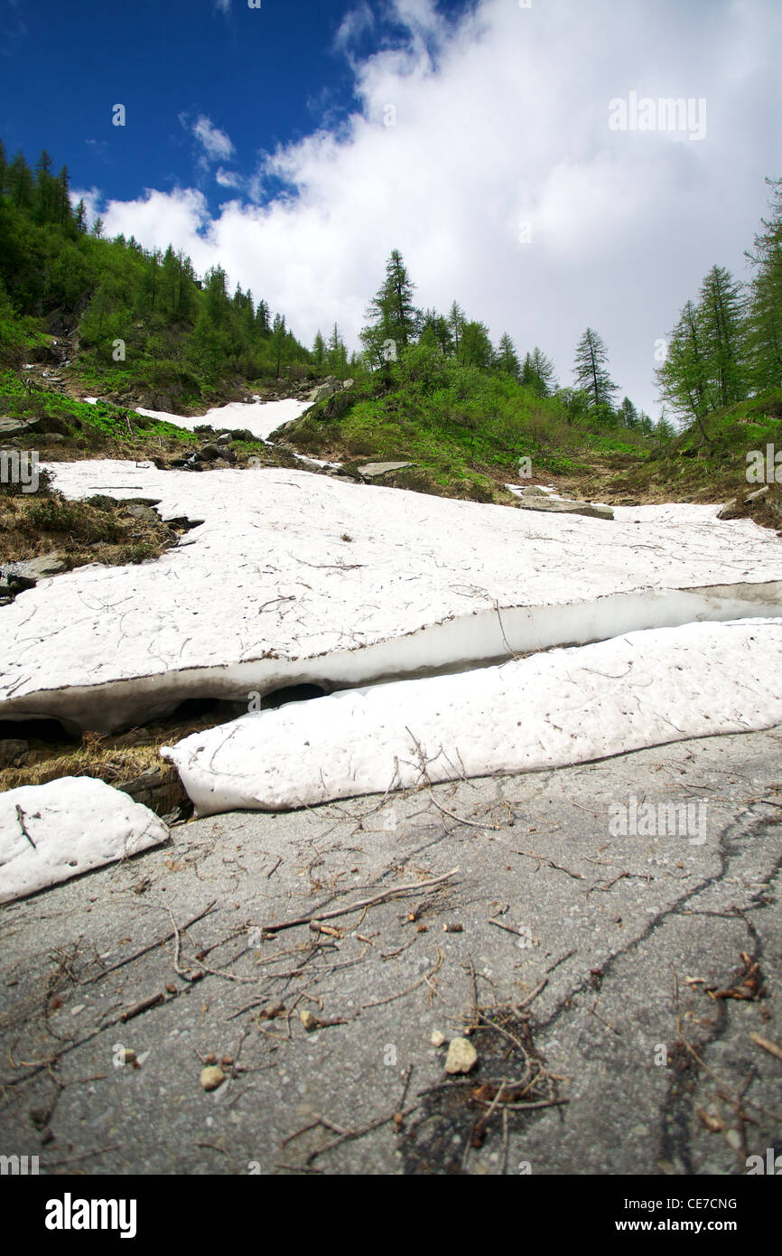 Dangerous road in the mountains of Switzerland Stock Photo