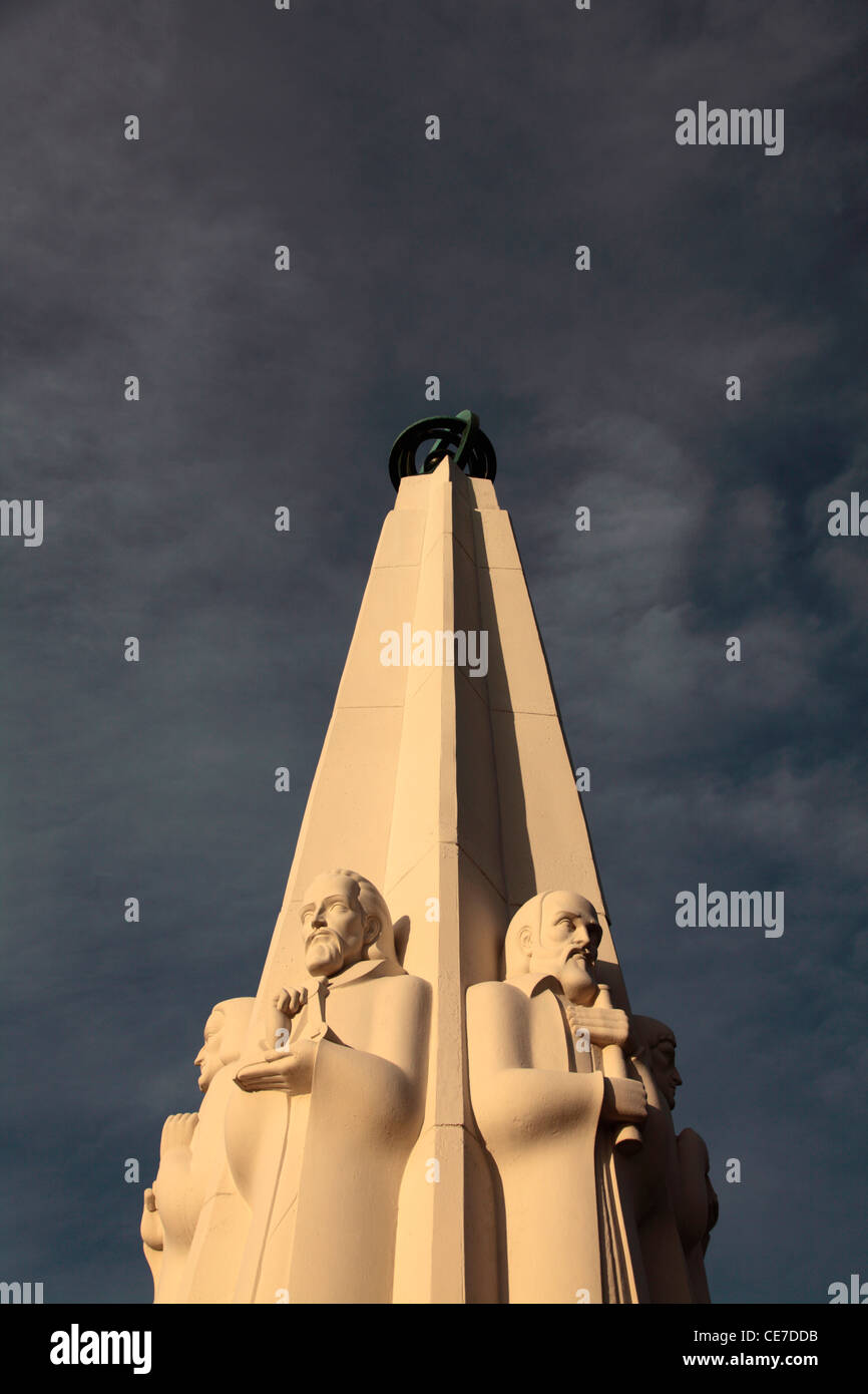 USA, California, Los Angeles, A closed up view of Astronomers Monument at Griffith Observatory Stock Photo