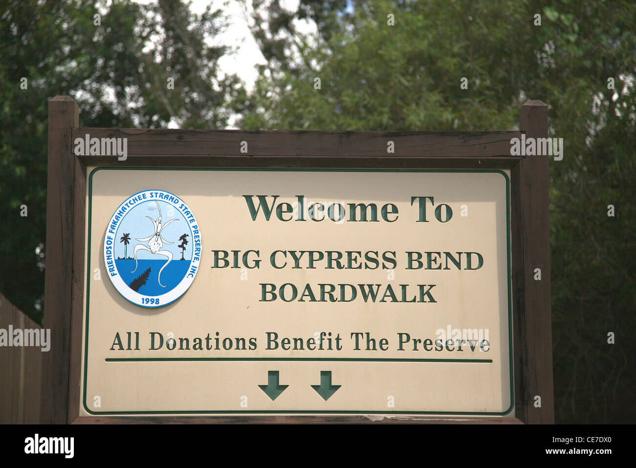 USA USA, Florida, Big Cypress Bend boardwalk swamp sign Stock Photo - Alamy