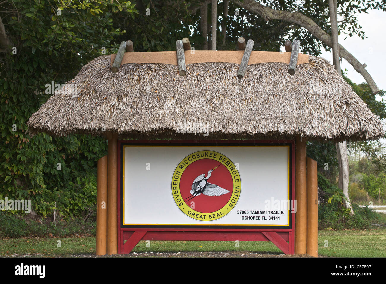 USA, Florida, Miccosukee Indian Tribal sign Stock Photo