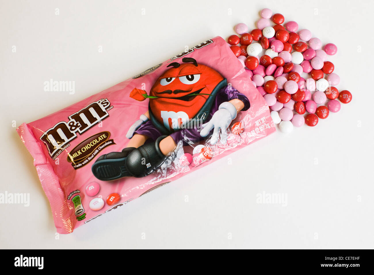 Valentine's Day M&M chocolate candy. Stock Photo