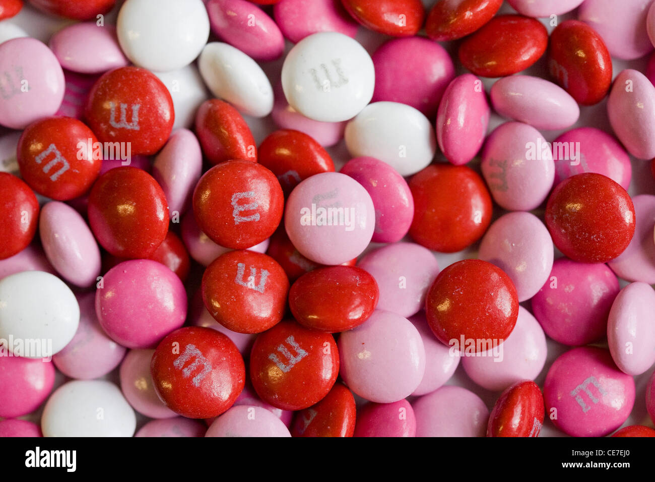 Valentine's Day M&M chocolate candy. Stock Photo