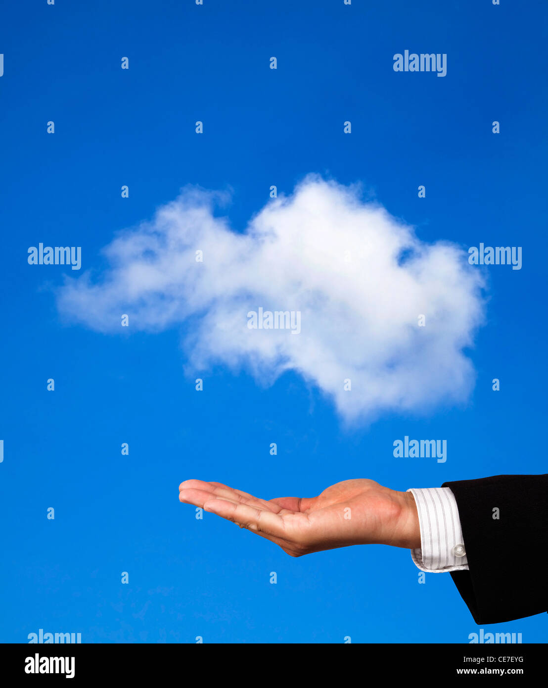 cloud computing concept. hand of businessman hold a cloud Stock Photo