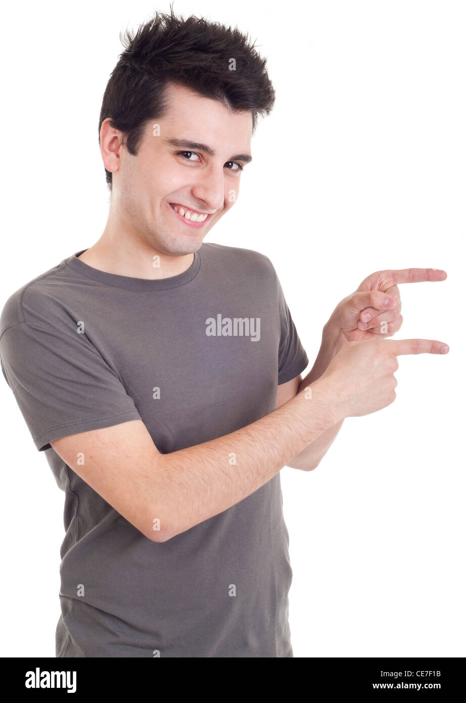 Man pointing right Stock Photo Alamy
